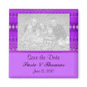 purple abstract save the date magnets