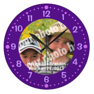 Purple Add Your Picture and Text Clock Template