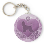 Purple Afghan Hound Valentine Keychain