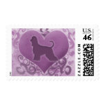 Purple Afghan Hound Valentine Postage Stamps
