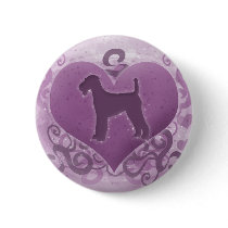 Purple Airedale Terrier Valentine Button