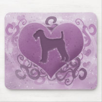Purple Airedale Terrier Valentine Mousepad