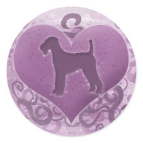 Purple Airedale Terrier Valentine Round Stickers