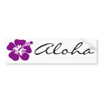 Purple aloha flower bumper sticker