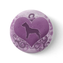 Purple American Pit Bull Terrier Valentine Pinback Buttons