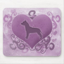 Purple American Pit Bull Terrier Valentine Mouse Pad