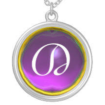 Purple Amethyst Gem  Monogram Custom Necklace