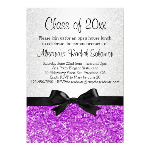 Purple/Amethyst Sparkle-look Graduation Invitation