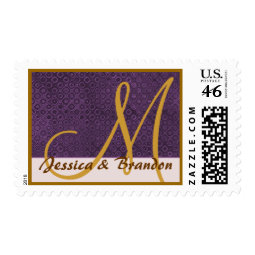 Purple and Antique Gold Wedding Monogram stamp