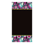 Purple and Aqua Blue paisley pattern Personalized Photo Card