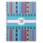 Purple and Aqua Tribal Beat Zigzag Stripes Pattern Notebooks