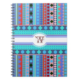 Purple and Aqua Tribal Beat Zigzag Stripes Pattern Notebooks
