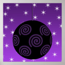 Purple and Black Christmas Bauble. Posters