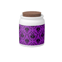 Purple and Black Damask Design. Gothic. Candy Jar