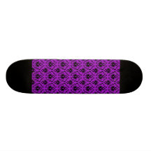 Purple and Black Damask Design. Gothic. Skateboard