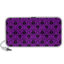 Purple and Black Damask Design. Gothic. Mini Speakers