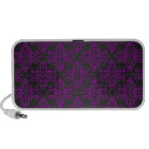 Purple and Black Damask Pattern Mp3 Speaker