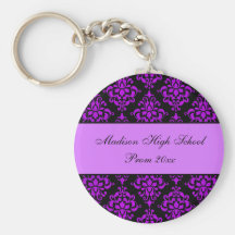 Purple and Black Damask Prom Formal Favor Key Chains