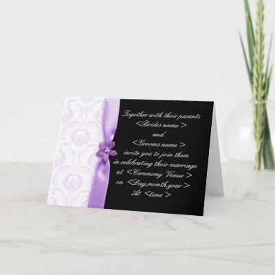 Purple and black Damask Wedding invitation Cards