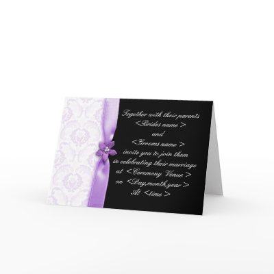 Purple and black Damask Wedding invitation Cards