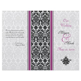 Purple and Black Damask Wedding Program flyer
