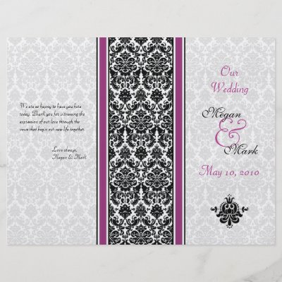 Purple and Black Damask Wedding Program Flyer by wasootch