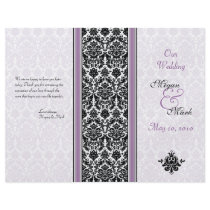 Purple and Black Damask Wedding Program Full Color Flyer