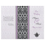 Purple and Black Damask Wedding Program Full Color Flyer