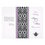 Purple and Black Damask Wedding Program Full Color Flyer