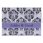 Purple and Black Damask Wedding Thank You Cards