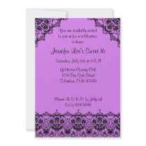 Purple and Black Elegant Sweet16 Invitation
