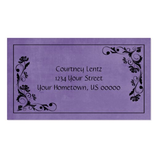 Purple and Black Floral Business Card (front side)