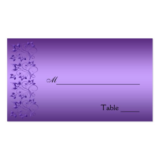 Purple and Black Floral Placecard Business Cards (back side)