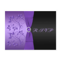 Purple and Black Floral R.S.V.P Postcard