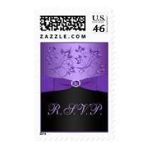 Purple and Black Floral RSVP Postage