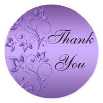 Purple and Black Floral Thank You Sticker