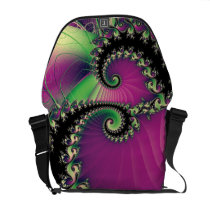 Purple and Black Fractal Spirals Courier Bags
