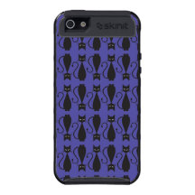 Purple and Black Goth Cat Pattern Cover For iPhone 5