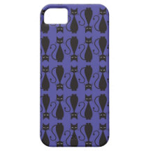 Purple and Black Goth Cat Pattern iPhone 5 Covers