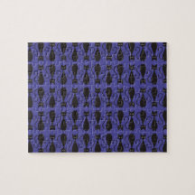 Purple and Black Goth Cat Pattern Jigsaw Puzzles