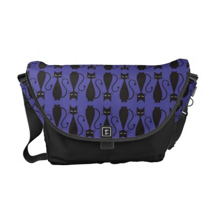 Purple and Black Goth Cat Pattern Messenger Bag