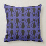 Purple and Black Goth Cat Pattern Throw Pillows