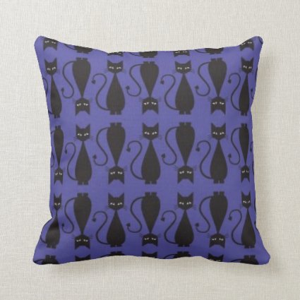 Purple and Black Goth Cat Pattern Throw Pillows