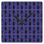 Purple and Black Goth Cat Pattern Wall Clock
