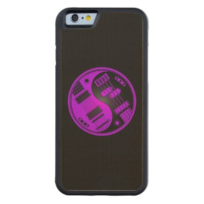 Purple and Black Guitar and Bass Yin Yang Carved® Maple iPhone 6 Bumper