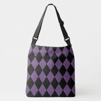 Purple and Black Harlequin Pattern Tote Bag