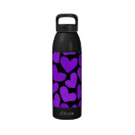 Purple and black Hearts Water Bottle
