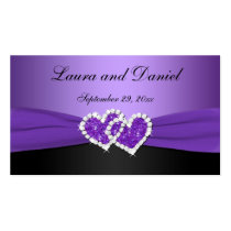 Purple and Black Joined Hearts Wedding Favor Tag Business Card