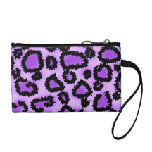 Purple and Black Leopard Print Pattern. Change Purse