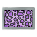 Purple and Black Leopard Print Pattern. Rectangular Belt Buckle